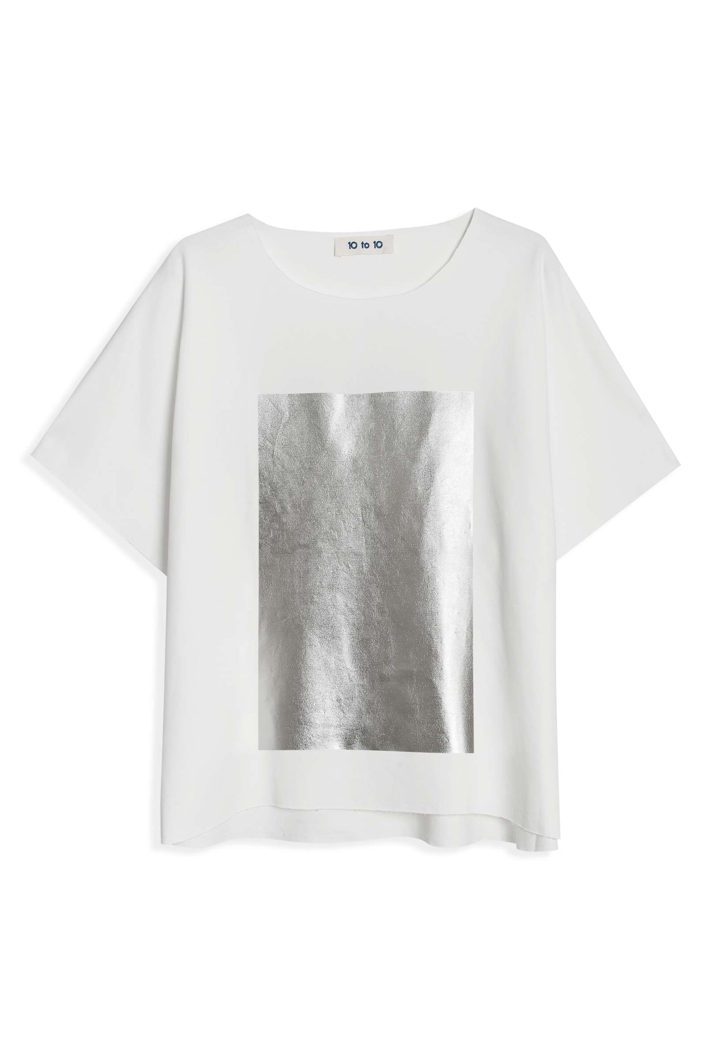 10 to 10 White T-Shirt with silver square product image