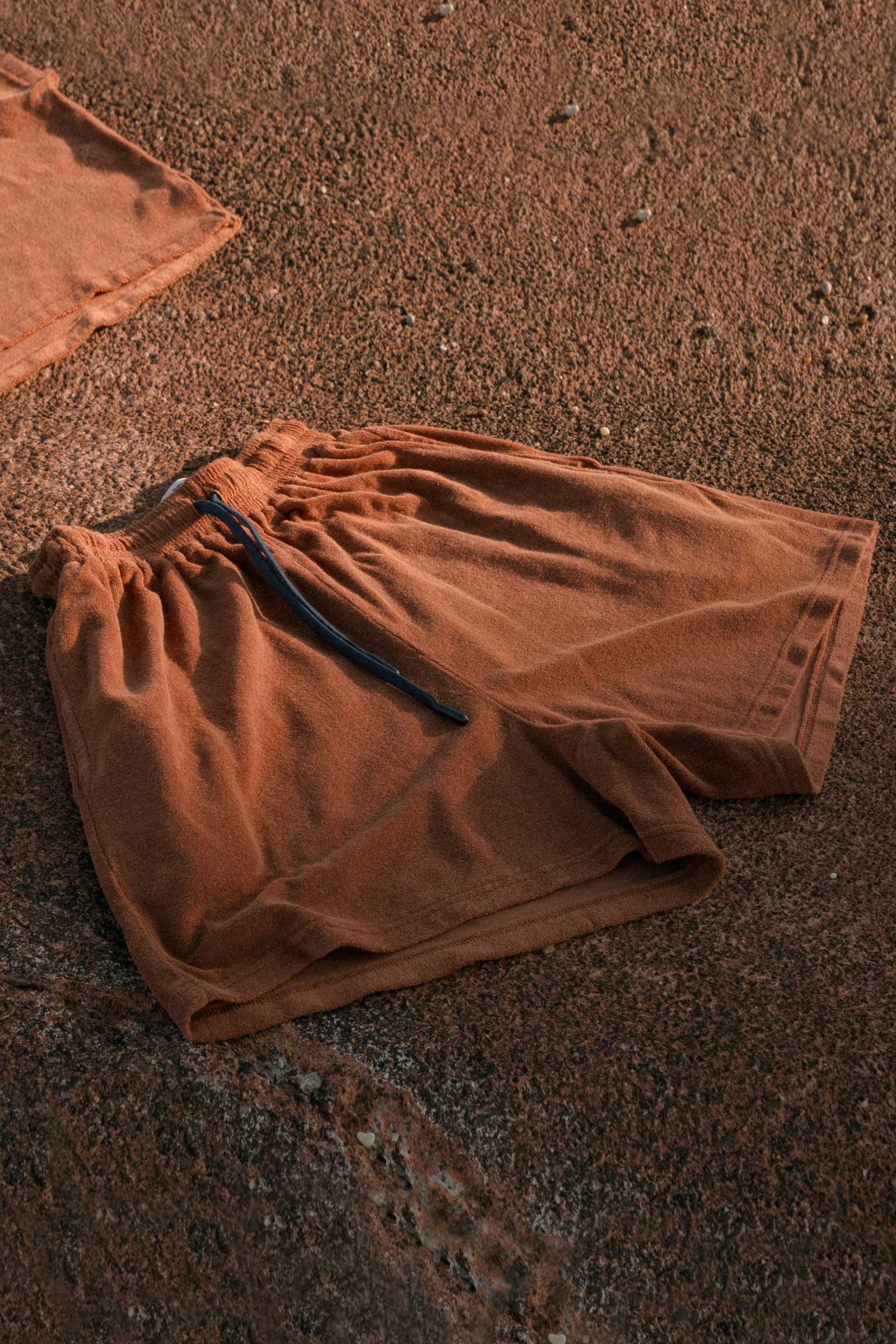10 to 10 Cotton shorts in ginger colour with blue cord