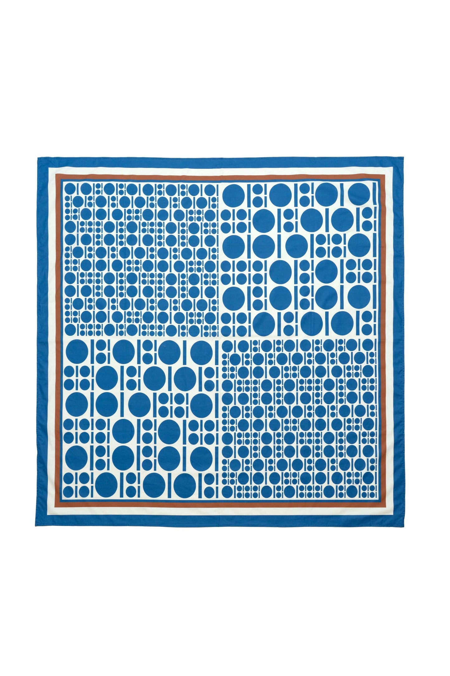 10 to 10 Oversized scarf with geometrical pattern in Blue, Beige and Brown