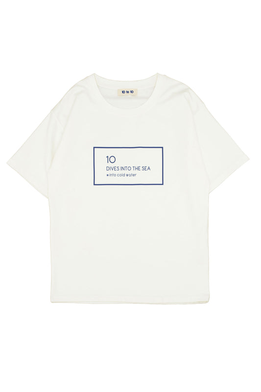 10 to 10 Unisex off-white T-Shirt, blue stamp